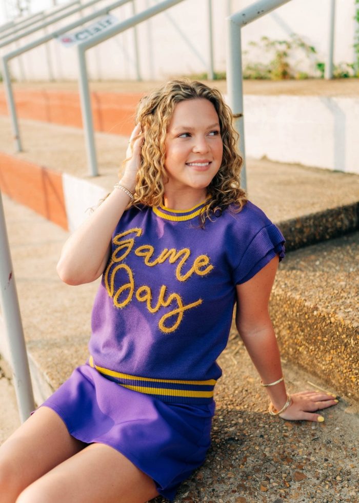 Purple Gameday Tinsel Knit Top - 图片 5