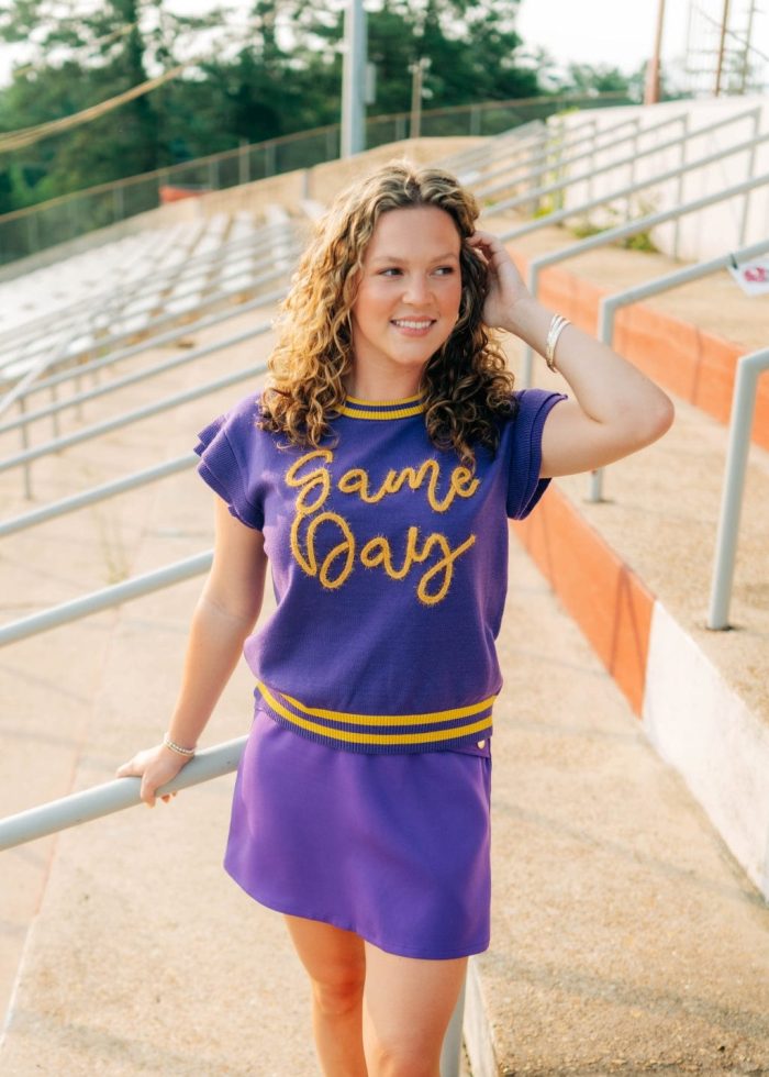 Purple Gameday Tinsel Knit Top - 图片 4