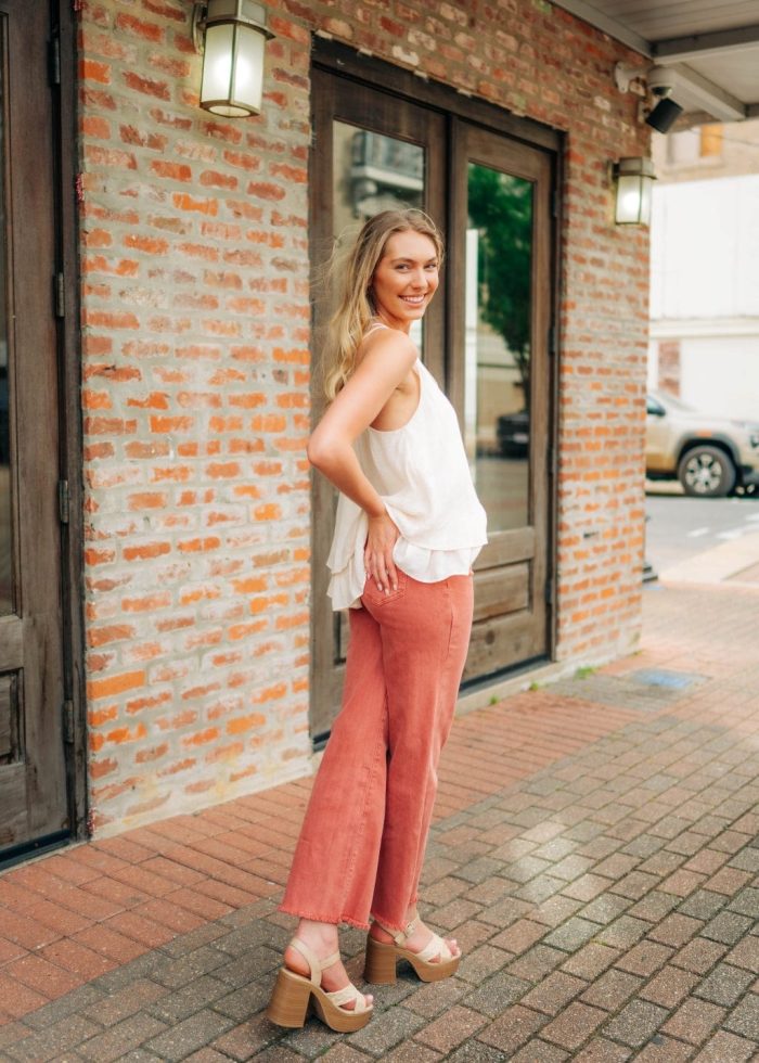 Cream Textured Double Layer Cami - 图片 5