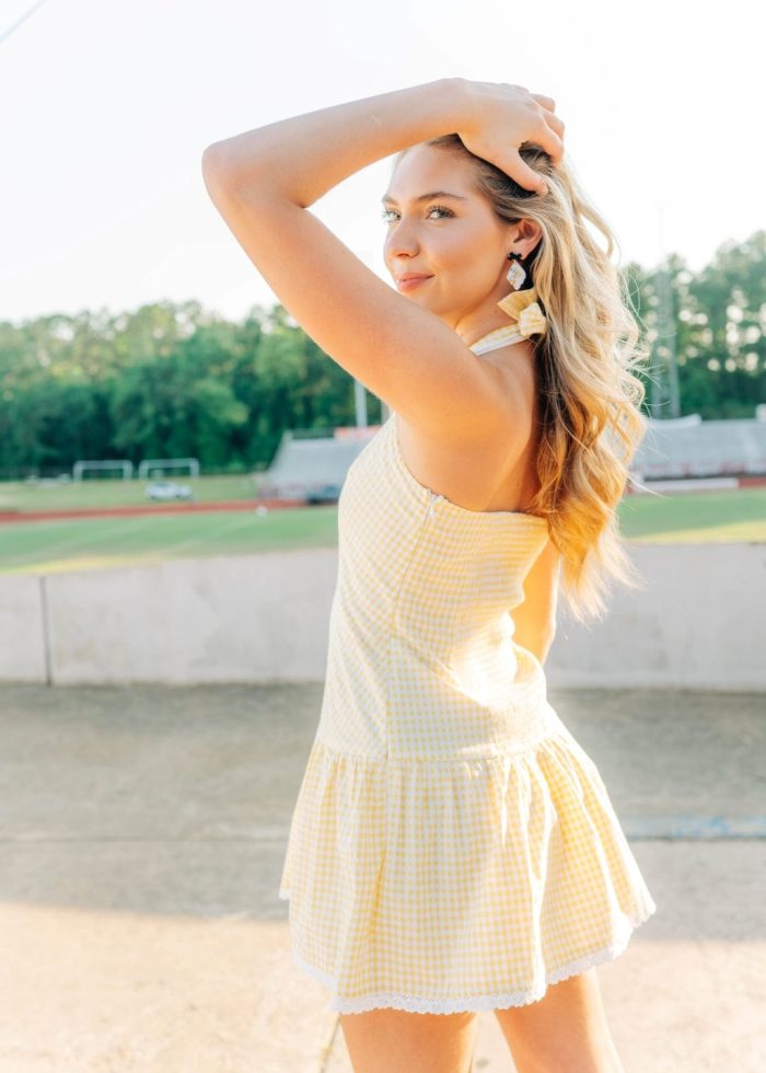 Yellow Gingham Halter Mini Dress - 图片 5