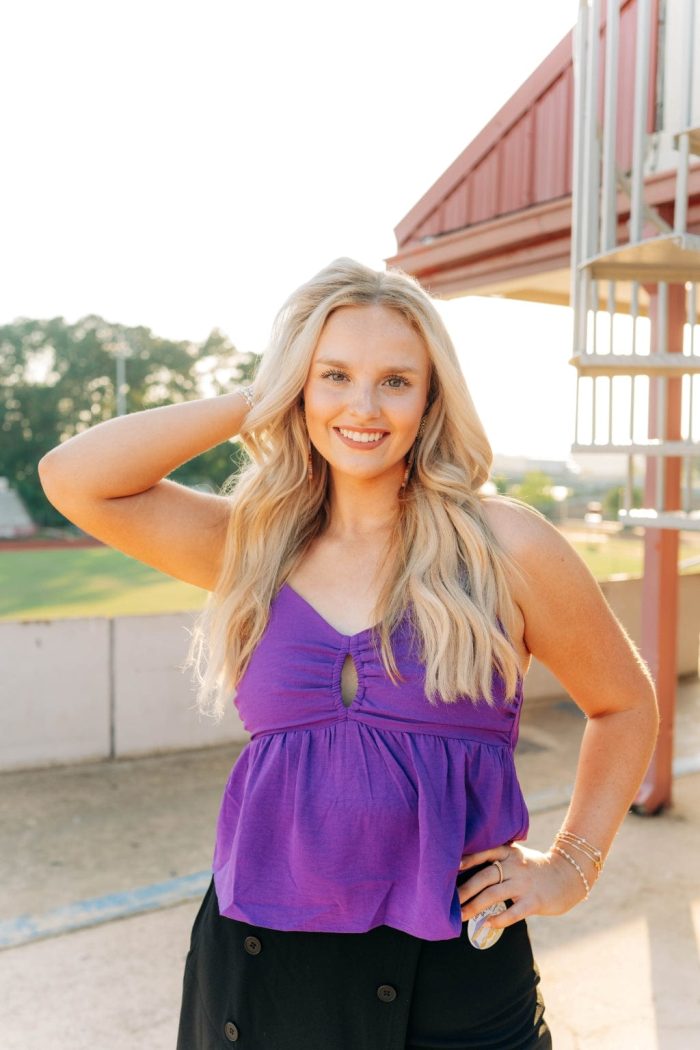 Purple Sleeveless Babydoll Top - 图片 4