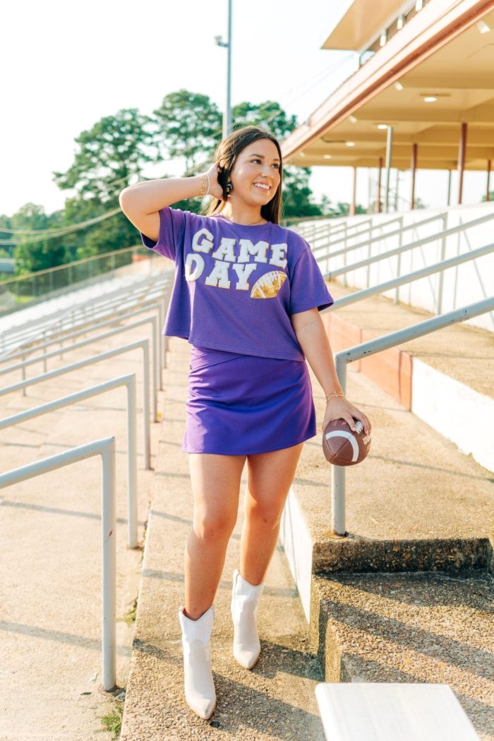 Purple Gameday Football Patch Top - 图片 4