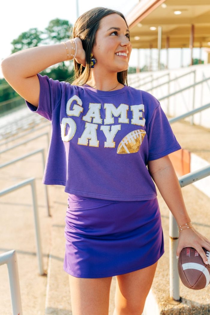 Purple Gameday Football Patch Top - 图片 5