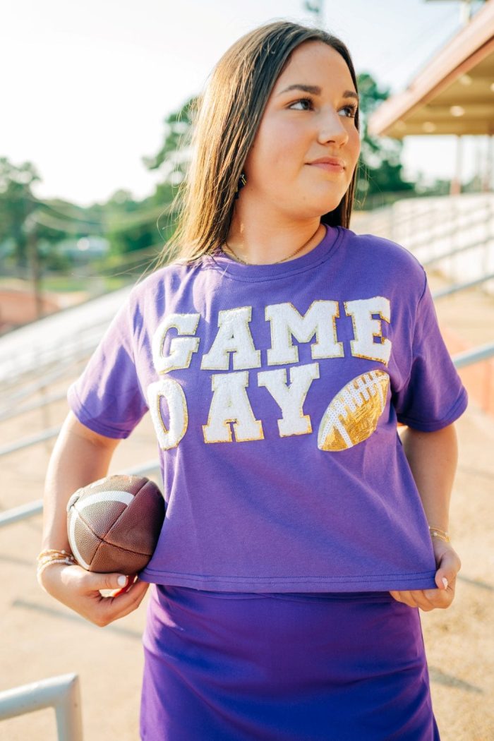 Purple Gameday Football Patch Top - 图片 3