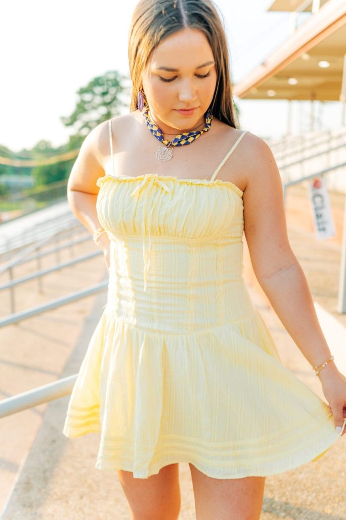 Yellow Corset Drop Waist Mini Dress - 图片 6