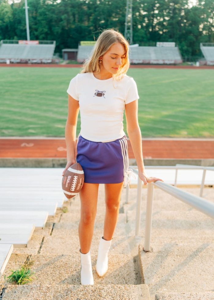 White Football Bow Tee - 图片 4