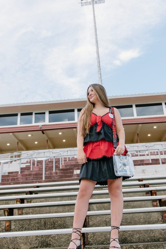 Red & Black Tiered Ruffle Dress - 图片 5