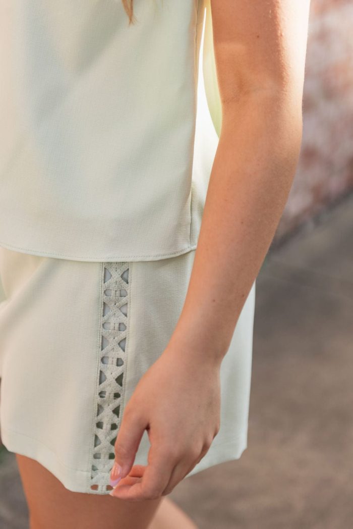 Mint Lace Trim Tube Top & Short Set - 图片 5