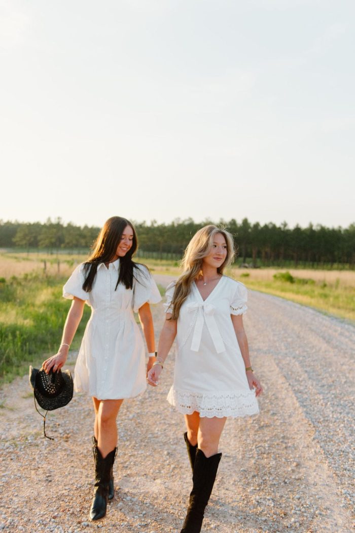 White Eyelet Lace Bow Front Dress - Image 4